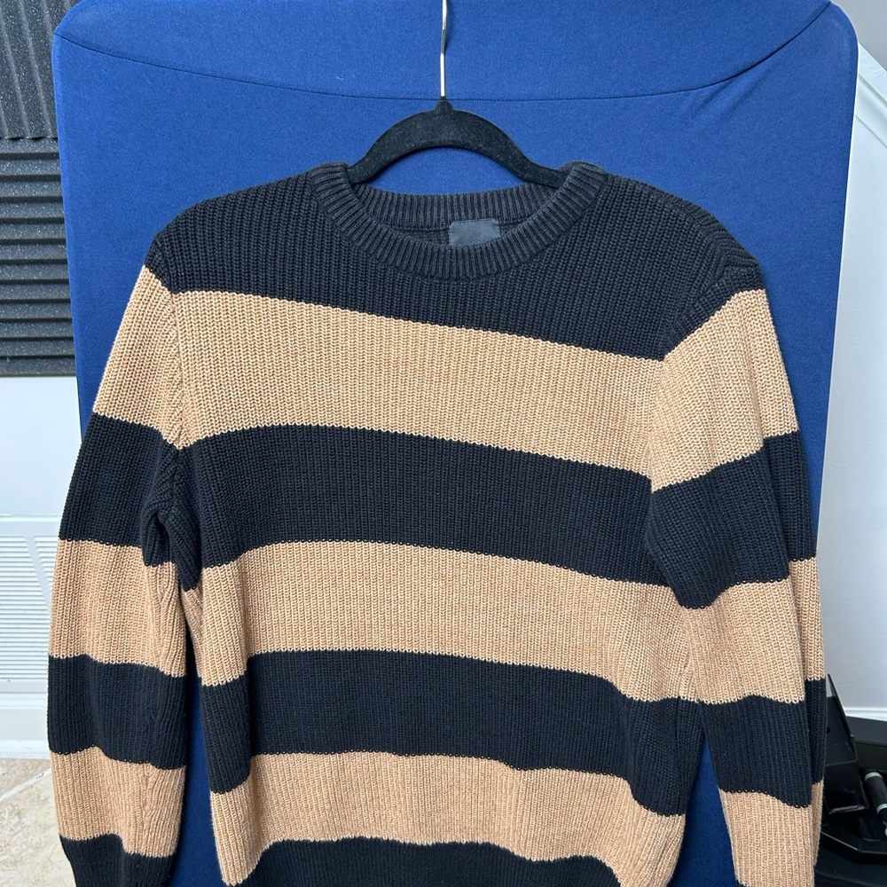 H&M Men's‎ Striped Chunky Knit Sweater Medium Crew Neck Pullover